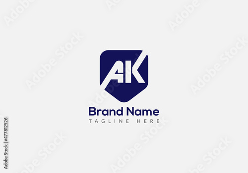 Abstract AK letter modern initial logo design	 photo