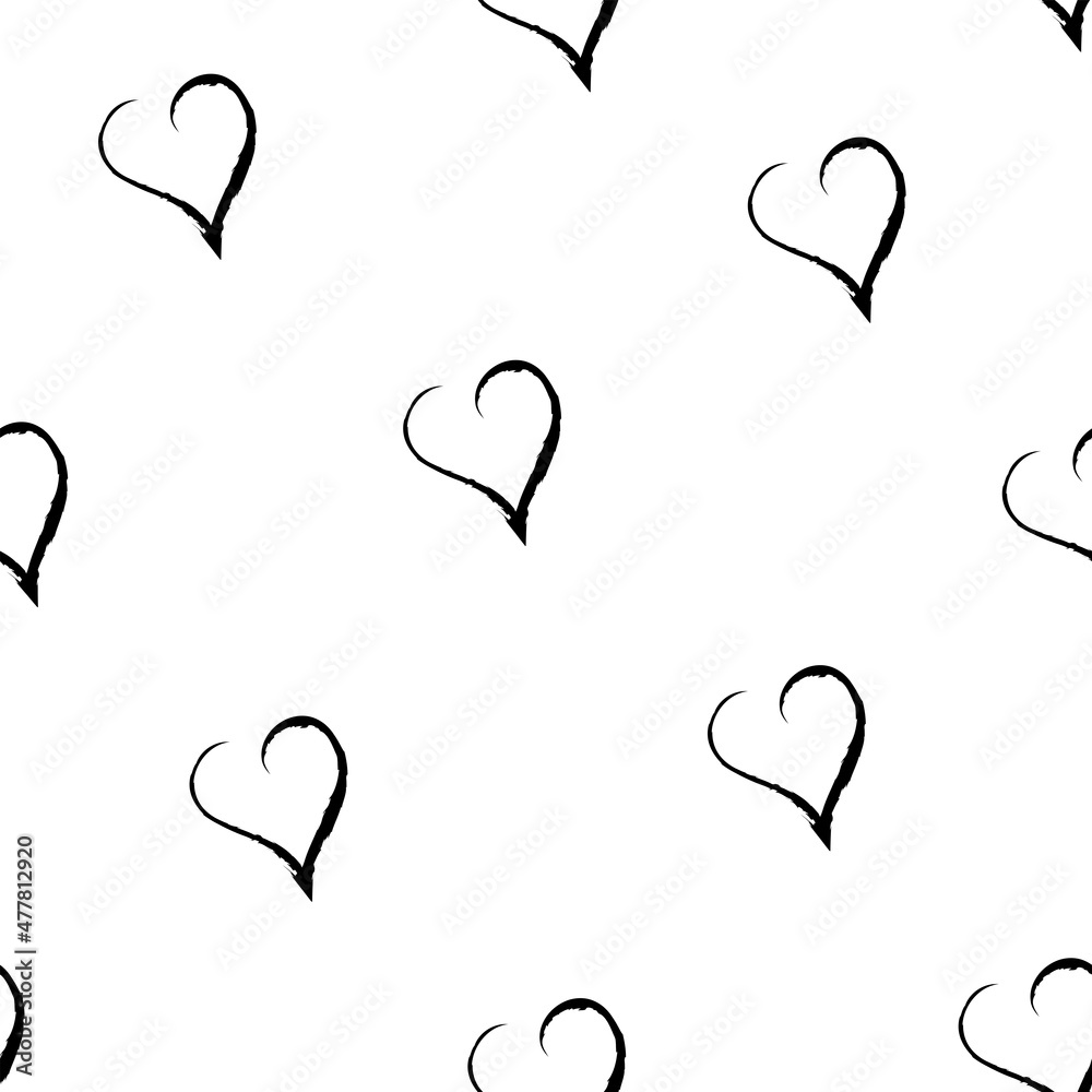 Seamless pattern of hearts, isolated, vector illustration.