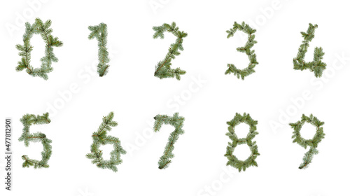 Wallpaper Mural Numbers made of beautiful fir tree branches on white background Torontodigital.ca