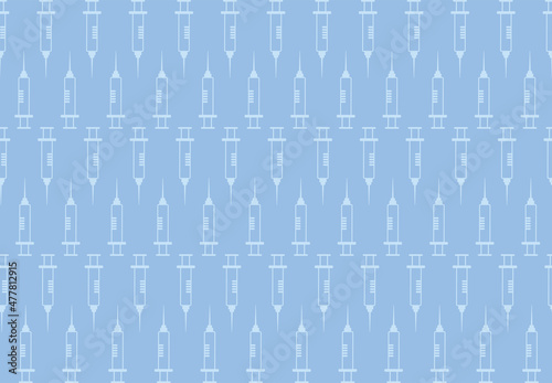 Syringes seamless pattern on blue background