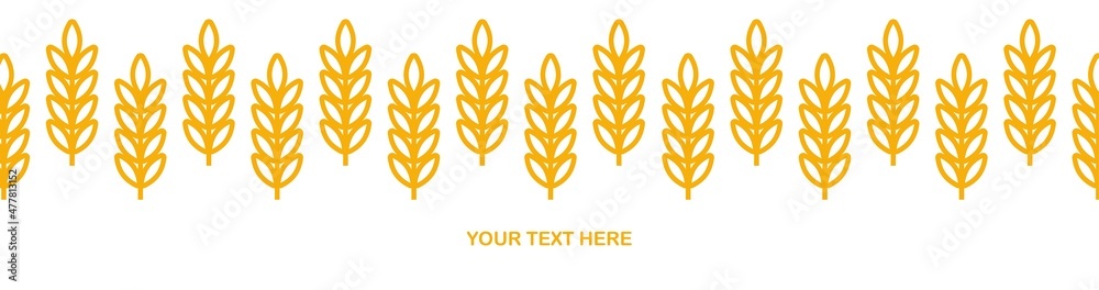 Wheat ears icon vector farm banner template. Line whole grain symbol ...