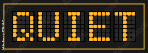 Orange color led in word quiet on black background