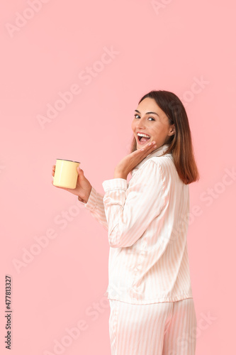 Beautiful woman in pajamas ...