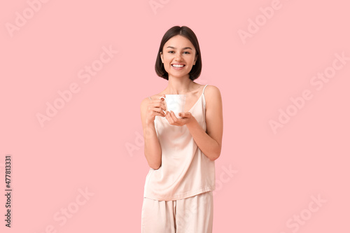 Beautiful woman in pajamas ...