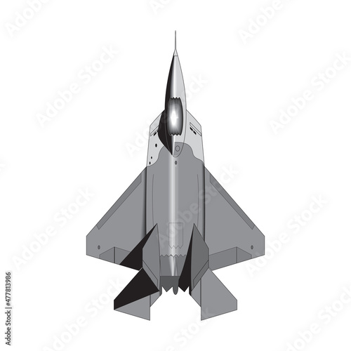 F-22 raptor. Cartoon character isolated on white background.