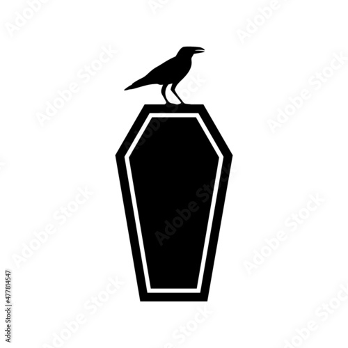 Raven black crow logo icon isolated on white background