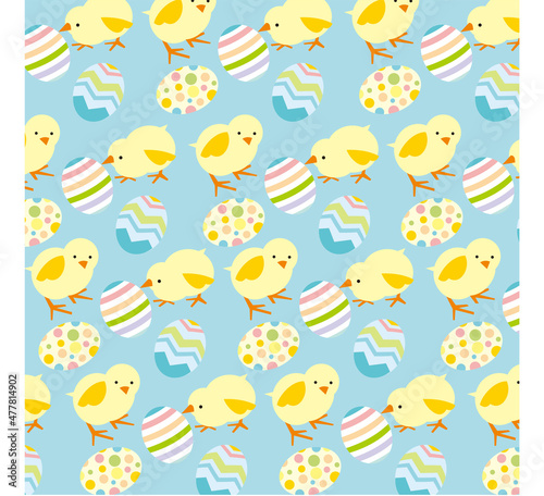 easter seamless pattern with chicken and eggs © Erwin