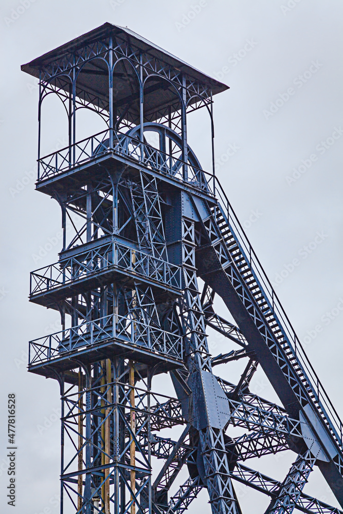 View of the head frame in Bois du Cazier, Marcinelle, near Charleroi, Belgium. View of the head frame in Bois du Cazier, Marcinelle, near Charleroi, Belgium.