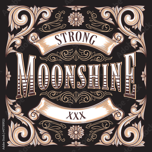 Moonshine retro decorative ornate label design