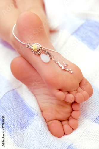 Anklet bracelet on a bare foot