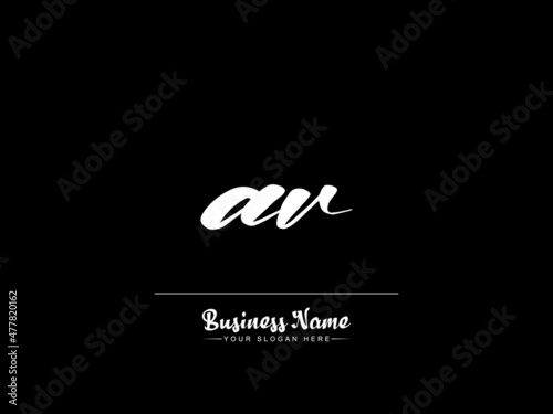 New AV Initial handwriting logo, Letter Av beauty vector logo design