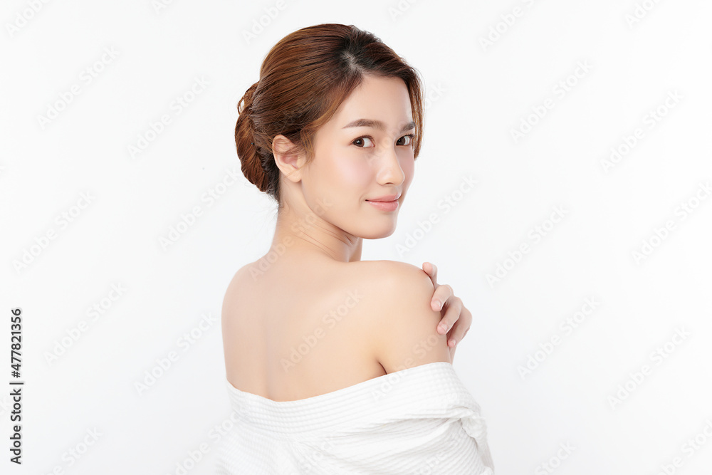 Beautiful young asian woman with clean fresh skin on white background, Face care, Facial treatment, Cosmetology, beauty and spa, Asian women portrait. Beautiful young asian woman with clean fresh skin on white background, Face care, Facial treatment, Cosmetology, beauty and spa, Asian women portrait.