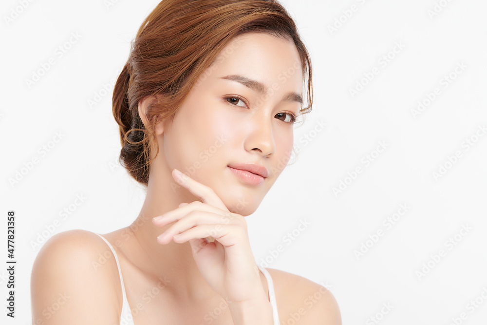 Beautiful young asian woman with clean fresh skin on white background, Face care, Facial treatment, Cosmetology, beauty and spa, Asian women portrait. Beautiful young asian woman with clean fresh skin on white background, Face care, Facial treatment, Cosmetology, beauty and spa, Asian women portrait.