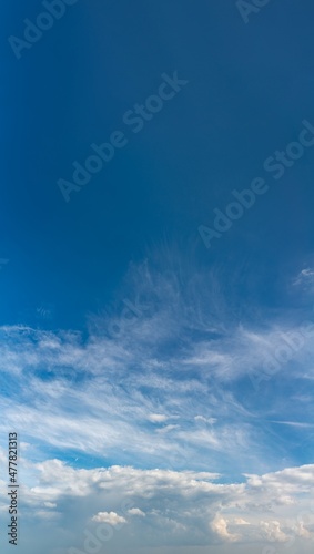 Fantastic clouds against blue sky, panorama