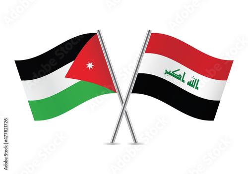 Free Download Iraq and Jordan flags isolated on white background. Vector illustration. - GFXLoad
