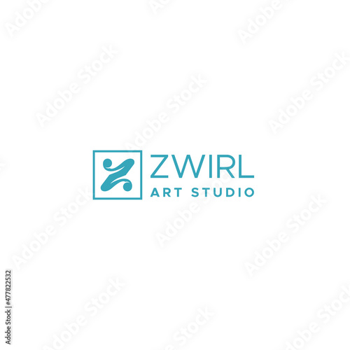 Flat letter initial Z ZWIRL ART STUDIO logo design