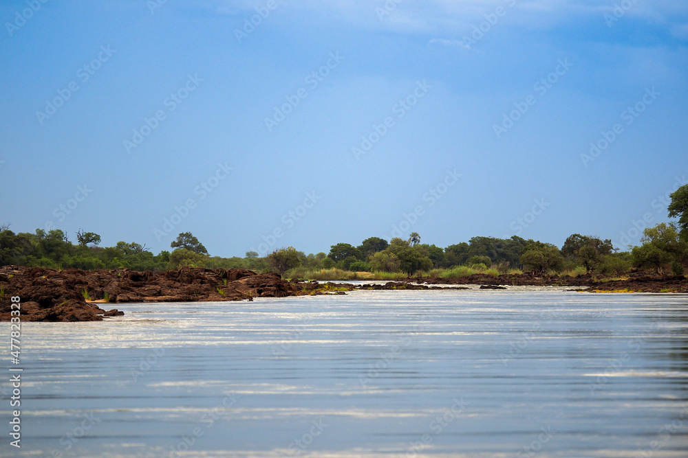 View down the Zambezi River in Zimbabwe for use as a background