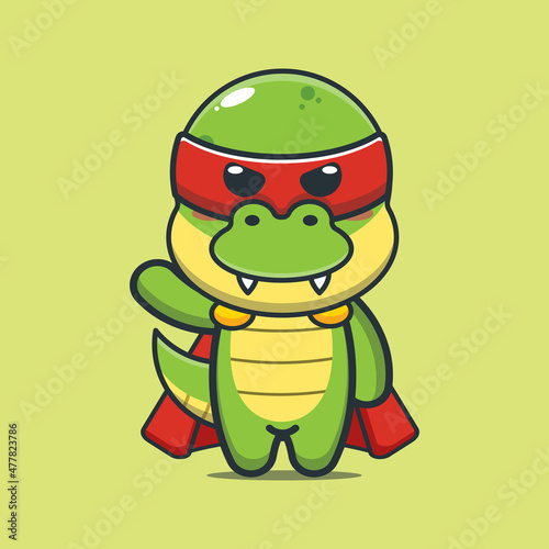 Cute super dinosaur. Cute cartoon animal illustration.