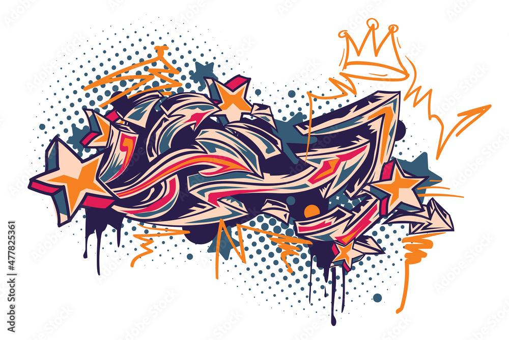 Bright colored funky abstract graffiti arrows background