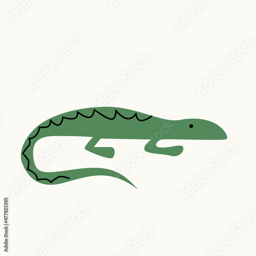 Illustration of a lizard on an isolated background. Dusty pastel colors. Modern flat style