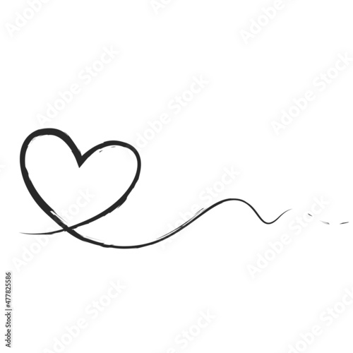 hand drawn line decor heart. wedding, romantic decoration. sketchy vector element for valentine's day design