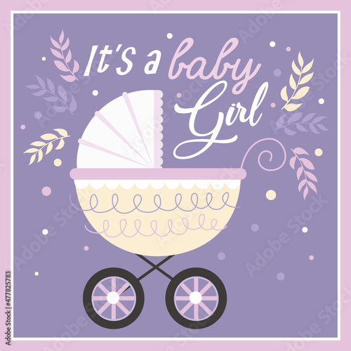 baby shower card with stroller