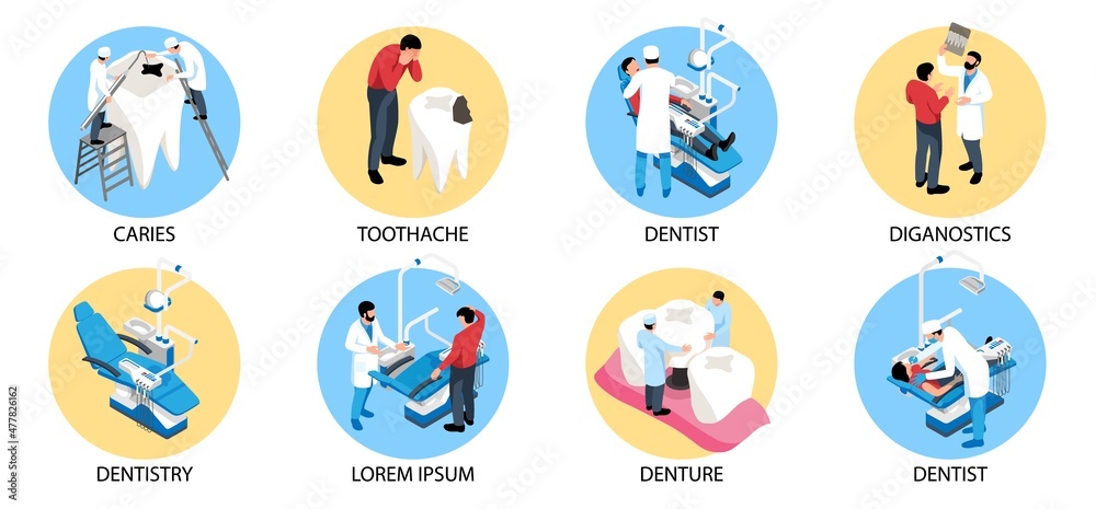 Dentist Isometric Design Concept Dentist Isometric Design Concept