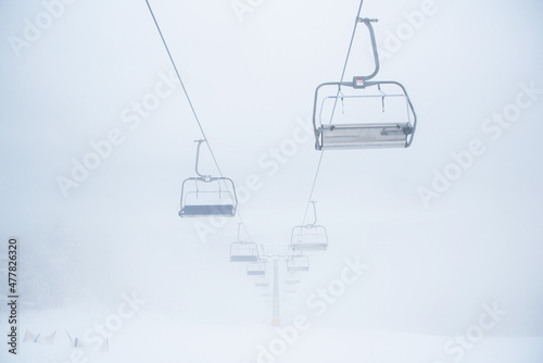 Skilift  chairs  white background  ski resort