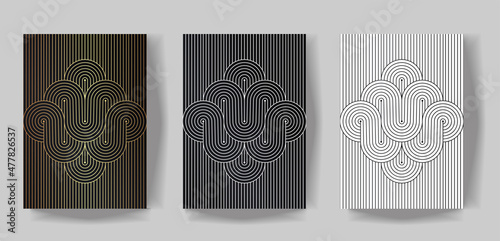 Monochrome geometric shapes set. Mid-century modern stye design. Vector illustration for banner, presentation, card.