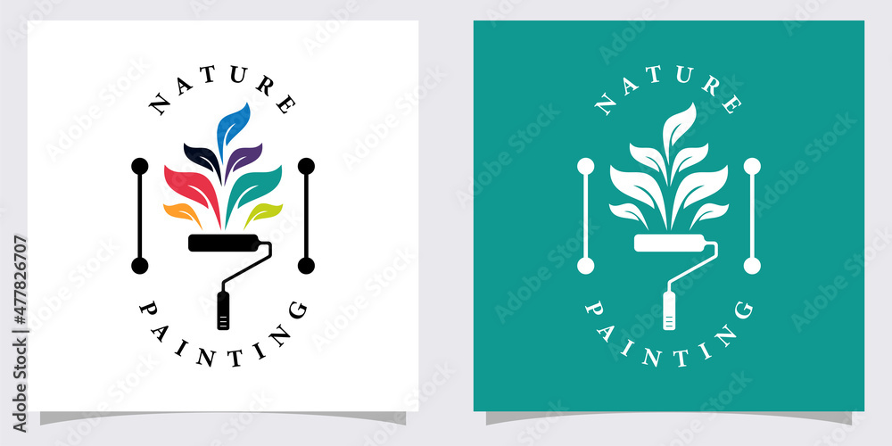 Obraz premium nature panting logo design with creative concept