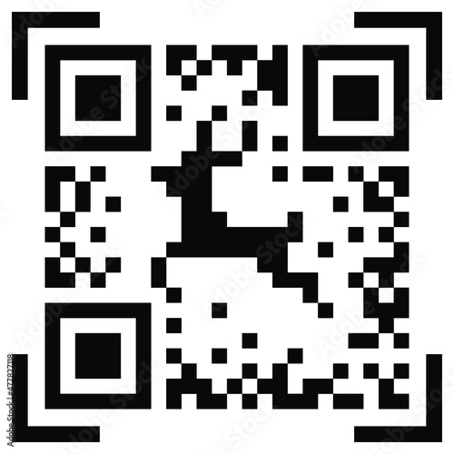 vector festive christmas and new year pattern on ugly sweater stylized as qr code isolated on white background. Pixel prancing deer. useful for New Year and Christmas holidays, postcards, web, print.