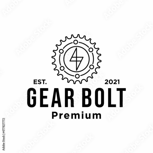 electric gear bike mechanical engineering logo design vintage hipster