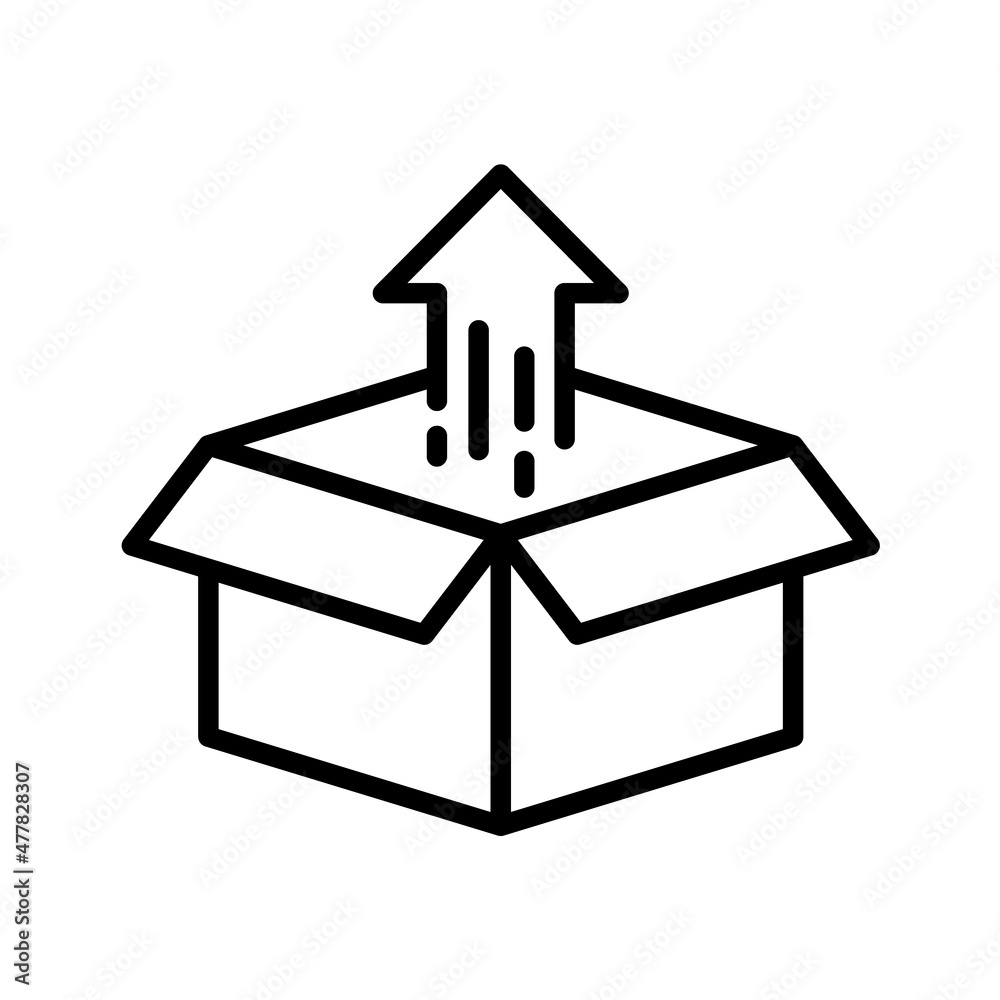 open box with arrow vector icon isolated on white background. open box with arrow stock vector illustration for web, mobile app and ui design open box with arrow vector icon isolated on white background. open box with arrow stock vector illustration for web, mobile app and ui design