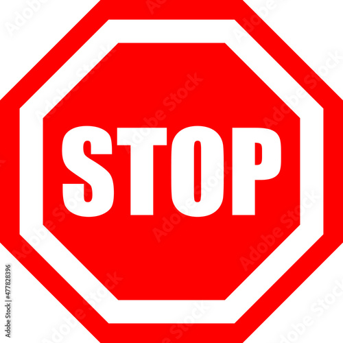 Red Stop Sign isolated on white background. Traffic regulatory warning stop symbol..eps