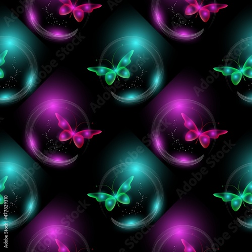Glowing transparent background for graphic design. Template with butterflies...Multicolored abstract image as a template for cards, prints and the like.....