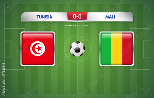 Tunisia vs Mali scoreboard broadcast sport soccer, football africa tournament 2021 Group F