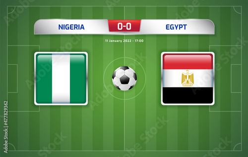 Nigeria vs Egypt scoreboard broadcast sport soccer, football africa tournament 2021 Group D