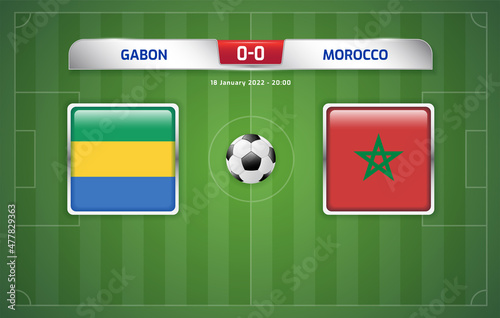 Gabon vs Morocco scoreboard broadcast sport soccer, football africa tournament 2021 Group C