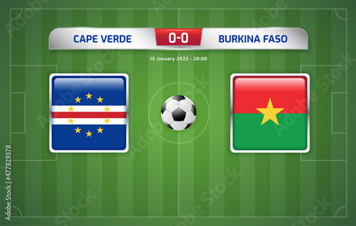 Cape Verde vs Burkina Faso scoreboard broadcast sport soccer, football africa tournament 2021 Group A