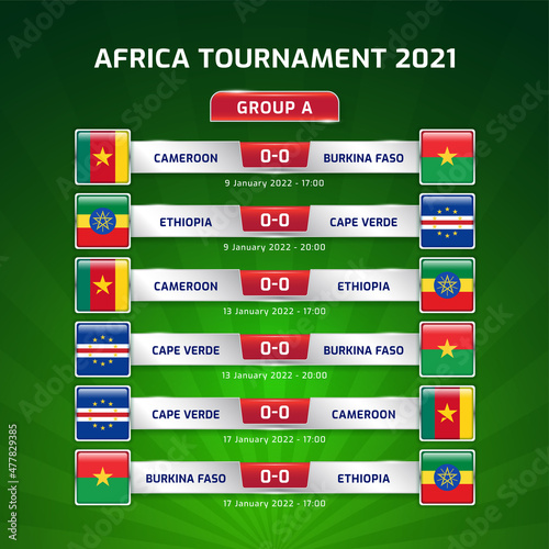 Scoreboard broadcast template sport soccer africa tournament 2021 Group A and football championship in cameroon
