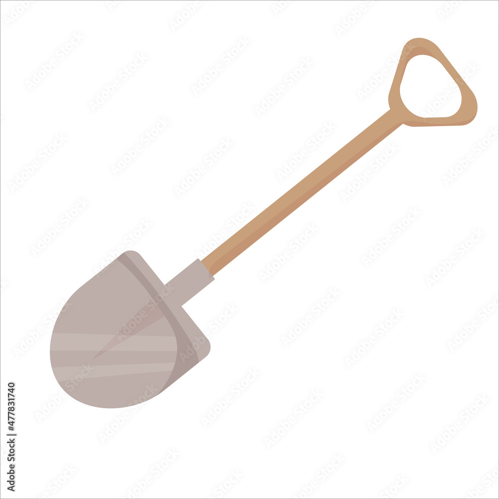 Shovel for gardening in cartoon style. Farming. Vector illustration isolated on white background. Shovel for gardening in cartoon style. Farming. Vector illustration isolated on white background.
