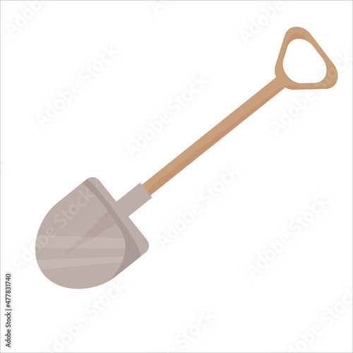 Shovel for gardening in cartoon style. Farming. Vector illustration isolated on white background.