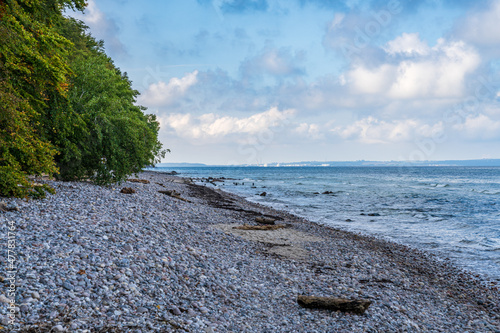 Fototapeta Naklejka Na Ścianę i Meble -  The pebble beach and Baltic Sea coast in Sellin, Mecklenburg-Western Pomerania, Germany