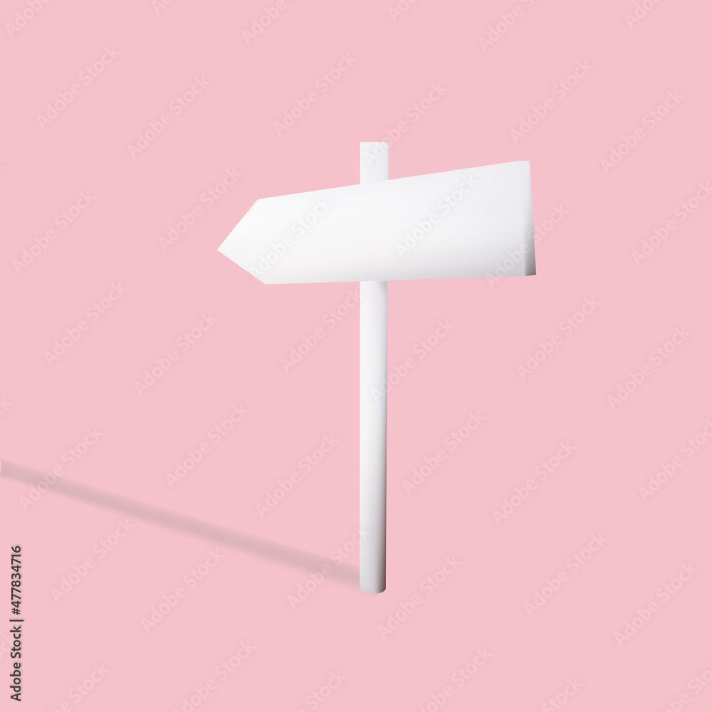 3d white directions sign on pink background. Vector illustration 3d white directions sign on pink background. Vector illustration