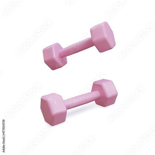 3d realistic dumbbells with shadow isolated on white background. Vector illustration.