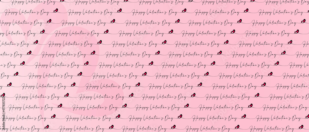 Fototapeta premium Happy Valentine's Day quote heart seamless pattern on pink background