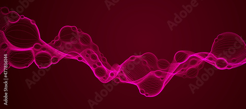 Abstract vector flowing wide wallpaper background. Biological mutation, microscopic virus, dotted particles shape, nano technology. Abstract flowing wide wallpaper background.