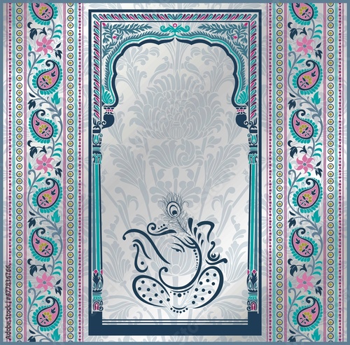 Ganesha, wedding card, royal Rajasthan, India	