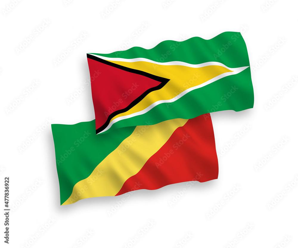 Obraz premium Flags of Co-operative Republic of Guyana and Republic of the Congo on a white background