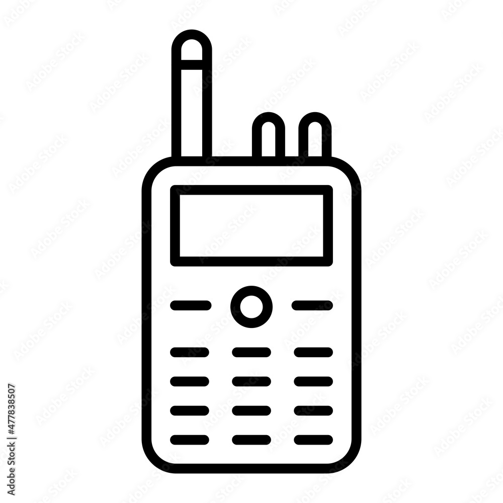 Walkie talkie Vector Outline Icon Isolated On White Background Walkie talkie Vector Outline Icon Isolated On White Background